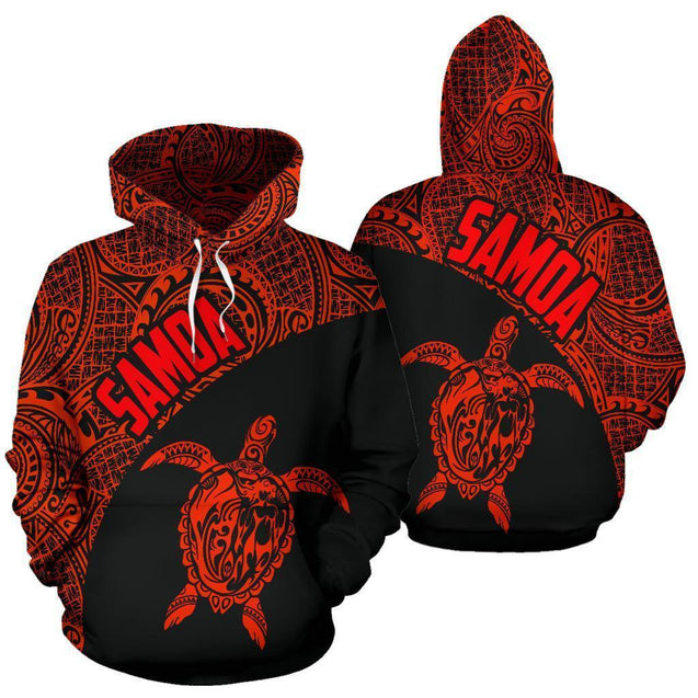 Samoa Hoodie Turtle Mermaid Polynesian Red-ALL OVER PRINT HOODIES (P)-Phaethon-Hoodie-S-Vibe Cosy™