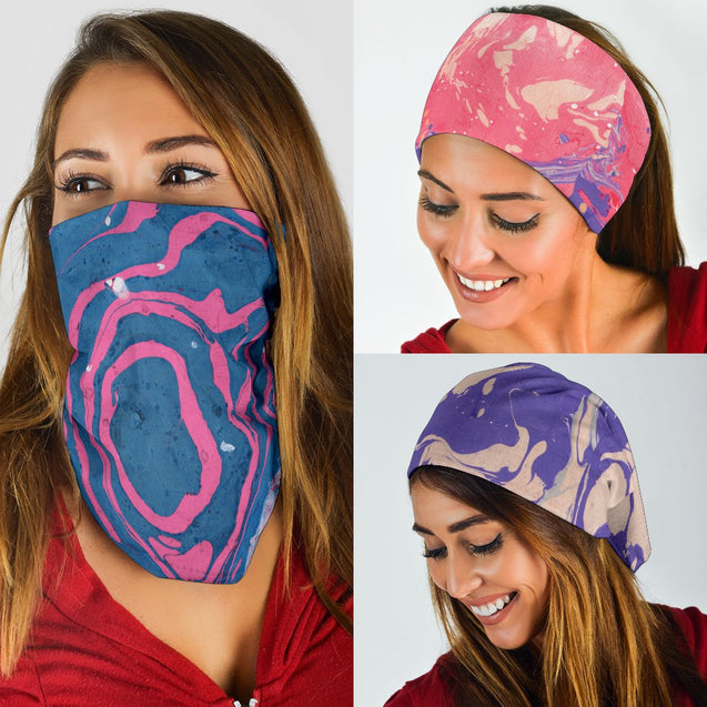 Marble Swirls Set 3 - Bandana 3 Pack-Amaze Style™-Marble Swirls Set 3 - Bandana 3 Pack-Vibe Cosy™