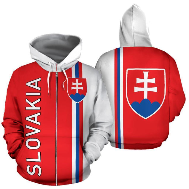 Slovakia All Over Zip-Up Hoodie - Straight Version - BN04-ALL OVER PRINT ZIP HOODIES (P)-LoveTheWorld-Men-S-Red-Vibe Cosy™