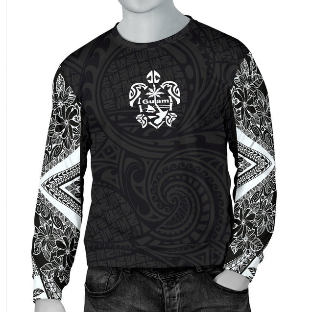 Guam Men's Sweater - Polynesian Turtle - BN09-SWEATERS-HP Arts-Guam-S-Black-Vibe Cosy™