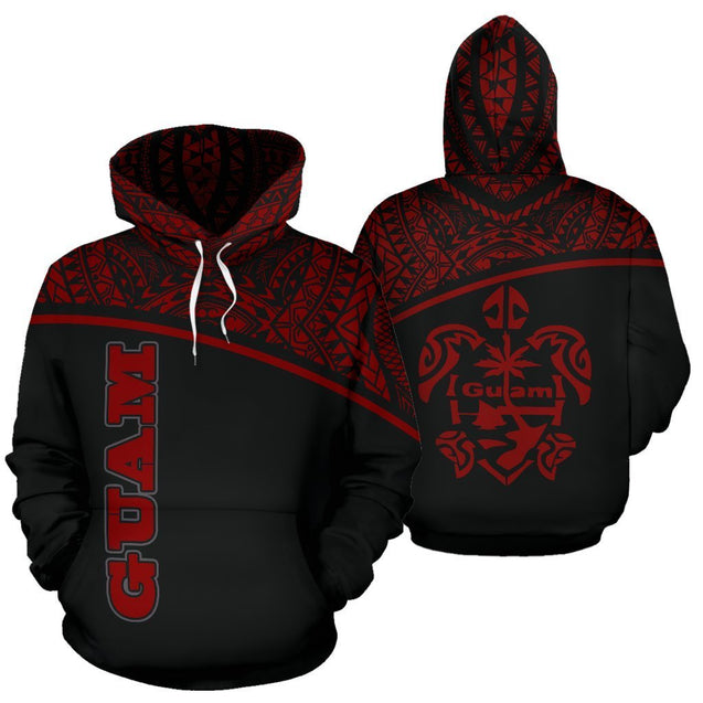 Guam All Over Hoodie - Micronesia Curve Red Style-ALL OVER PRINT HOODIES-HP Arts-Hoodie-S-Red-Vibe Cosy™