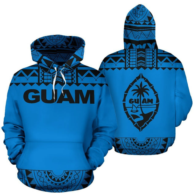 Guam All Over Hoodie - Polynesian Blue And Black-ALL OVER PRINT HOODIES-HP Arts-Hoodie-S-Blue And Black-Vibe Cosy™