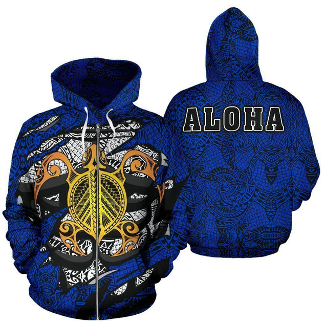 Aloha Turtle Polynesian Hoodie-ALL OVER PRINT HOODIES (P)-Phaethon-ZIP-Hoodie-3XL-Vibe Cosy™