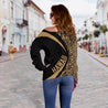 Hawaii Turtle Polynesian Women's Off Shoulder Sweater - Circle Style - AH - Golden J9-WOMENS OFF SHOULDER SWEATERS-Phaethon-Women's Off Shoulder Sweater-2XS-Vibe Cosy™