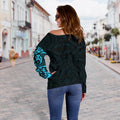 Maori Tangaroa New Zealand Off Shoulder Sweater - Blue A7-WOMENS OFF SHOULDER SWEATERS-HD09-Women's Off Shoulder Sweater - .-2XS-Vibe Cosy™