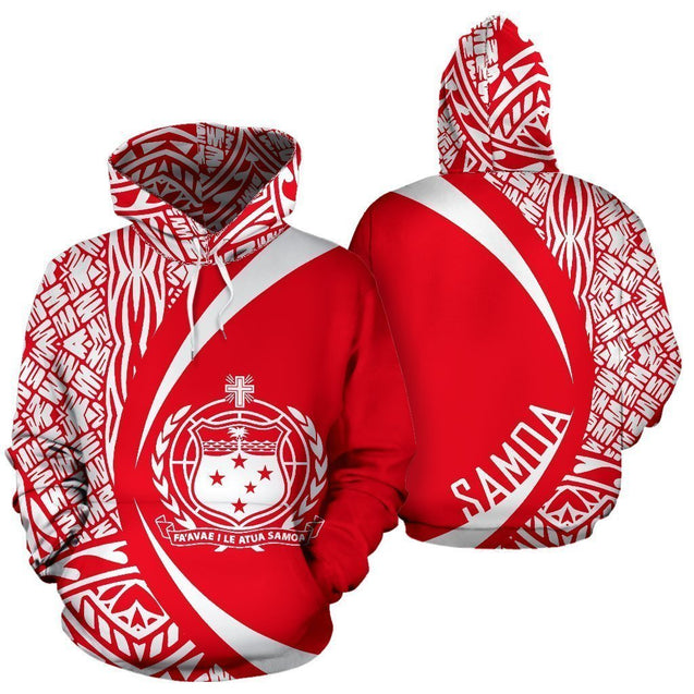 Samoa Polynesian Hoodie - Circle Style White And Red Color-ALL OVER PRINT HOODIES (P)-Phaethon-Hoodie-S-Vibe Cosy™