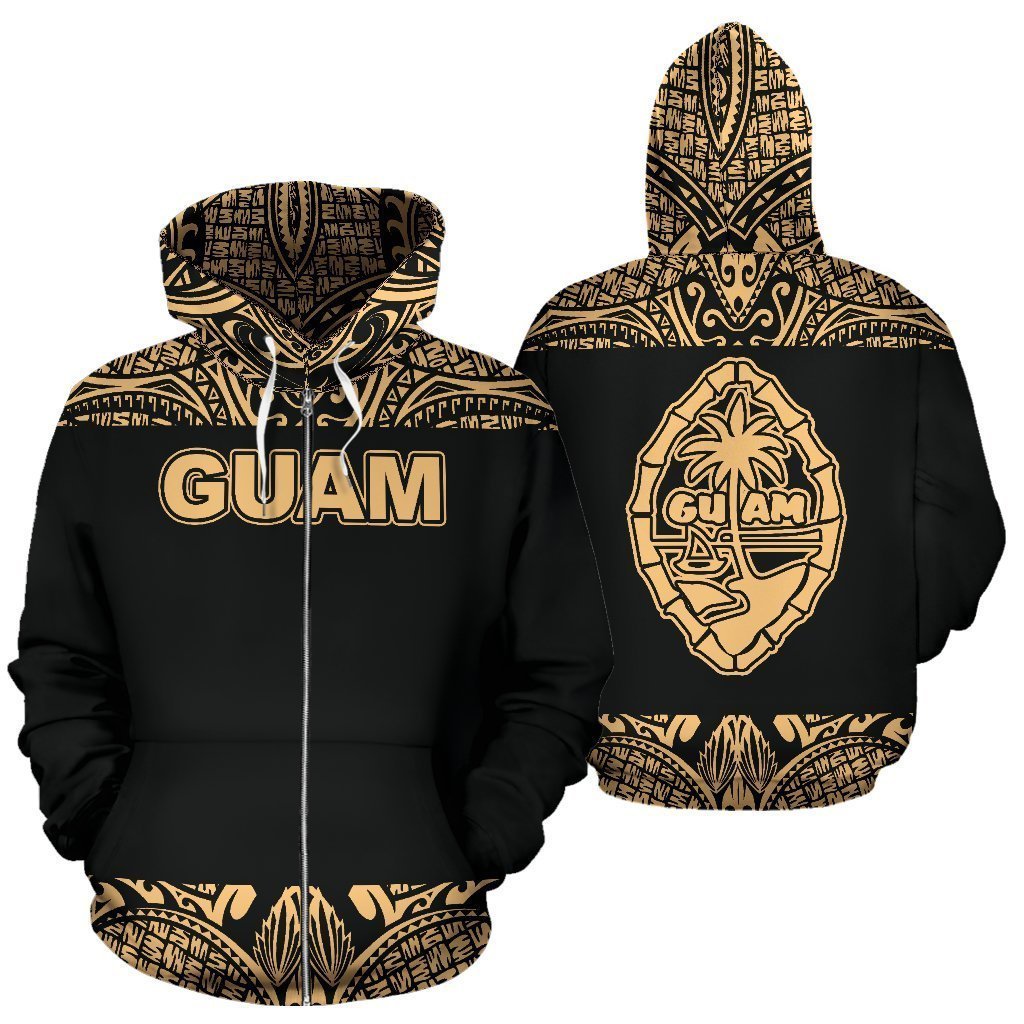 Guam All Over Zip-Up Hoodie - Polynesian Gold Bamboo-ALL OVER PRINT ZIP-UP HOODIES-HP Arts-Zip-Up Hoodie-S-Vibe Cosy™