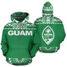 Guam All Over Zip-Up Hoodie - Polynesian Green And White-ALL OVER PRINT ZIP-UP HOODIES-HP Arts-Zip-Up Hoodie-S-Green And White-Vibe Cosy™