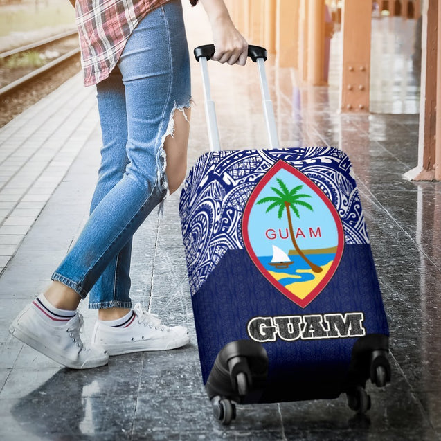 Guam Luggage Cover - Polynesian Design - BN09-LUGGAGE COVERS-polynesianprint-Guam-Small 18-22 in / 45-55 cm-Black-Vibe Cosy™