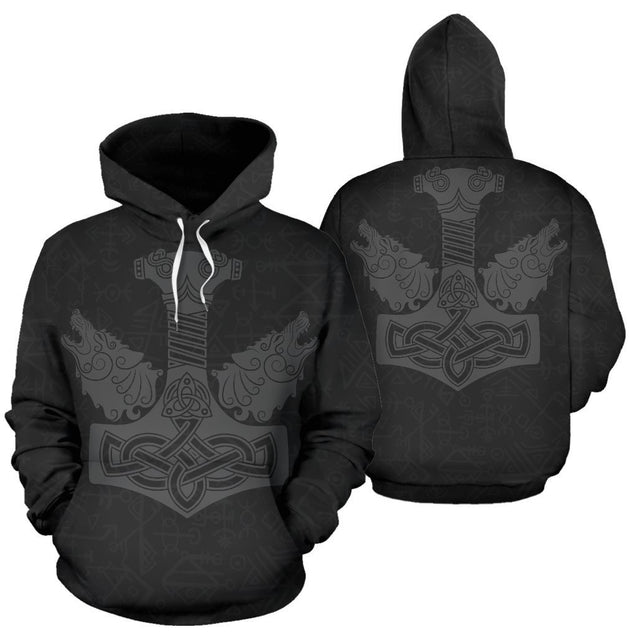 Thor s hammer Hoodie Patterns Viking TH5-ALL OVER PRINT HOODIES (P)-HP Arts-Hoodie-S-Black-Vibe Cosy™