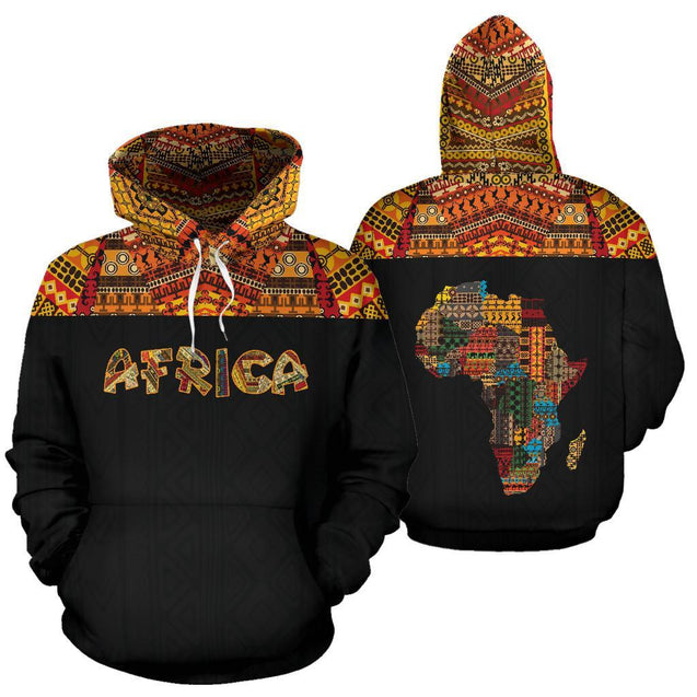 Africa Hoodie - African Pattern Horizontal Style-ALL OVER PRINT HOODIES-HPArt-Men-S-Black-Vibe Cosy™