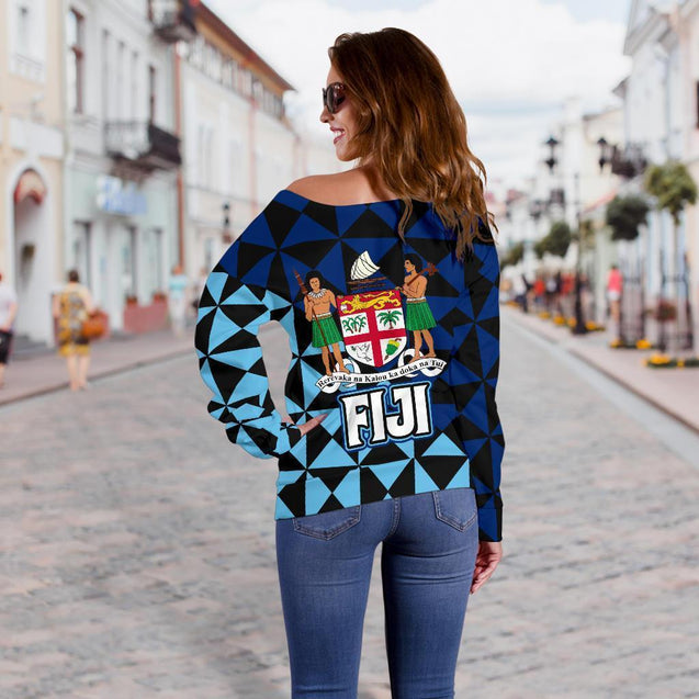 Fiji Polynesian Women's Off Shoulder Sweater Coat Of Arms-Apparel-Khanh Arts-Women's Off Shoulder Sweater-S-Vibe Cosy™