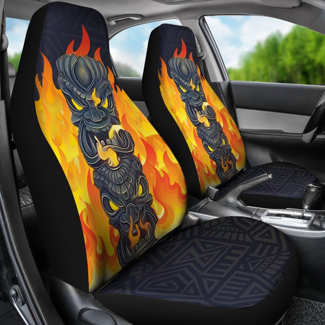 Tiki Fire Background Car Seat Covers - AH - TH3-CAR SEAT COVERS-Alohawaii-Car Seat Covers-Universal Fit-White-Vibe Cosy™