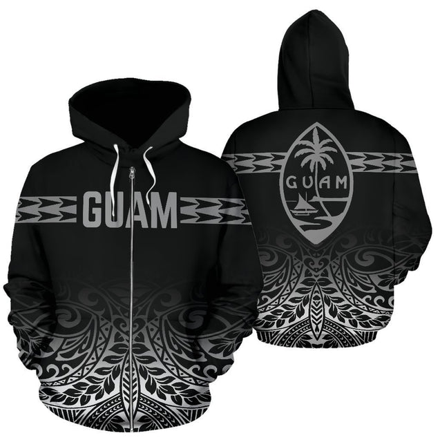 Guam All Over Zip-Up Hoodie - Polynesian Fog-ALL OVER PRINT ZIP-UP HOODIES-HP Arts-Zip-Up Hoodie-S-Black-Vibe Cosy™