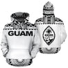 Guam All Over Hoodie - Polynesian White And Black-ALL OVER PRINT HOODIES-HP Arts-Hoodie-S-White And Black-Vibe Cosy™