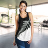 Silver Fern Women's Racerback Tank Black White K4-WOMENS RACERBACK TANK-HD09-Racerback Tank Top - .-XS-Vibe Cosy™