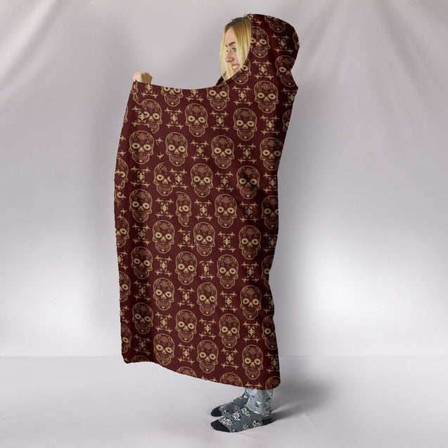 Custom Hoodie Blanket - Sugar Skulls-6teenth World™-Hooded Blanket-Youth 60"x45"-Vibe Cosy™