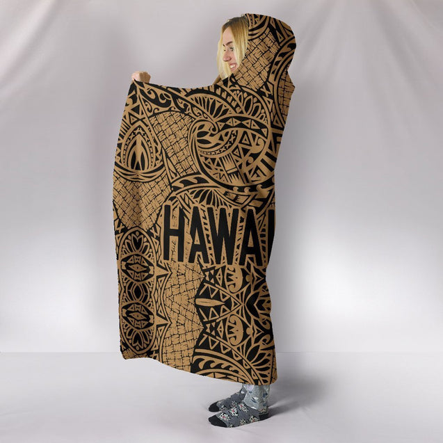 Hawaii Polynesian Hooded Blanket - Circle Style 06 J1-HOODED BLANKETS (P)-Phaethon-Hooded Blanket-Youth 60"x45"-White-Vibe Cosy™