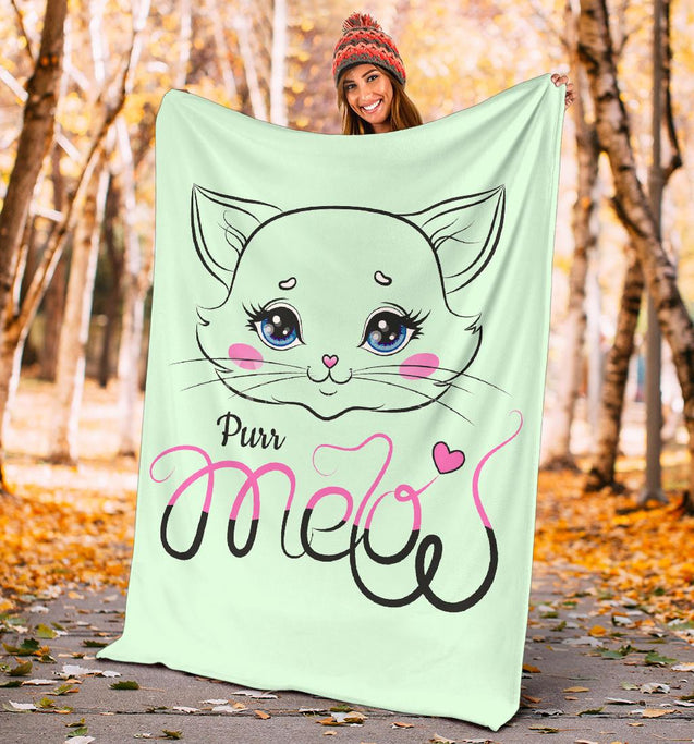 Meow - Coperta in Pile/Verde -Amaze Style™-Premium BlanketMeow - Coperta in Pile/Verde -Youth (56 x 43 inches / 140 x 110 cm)-Vibe Cosy™