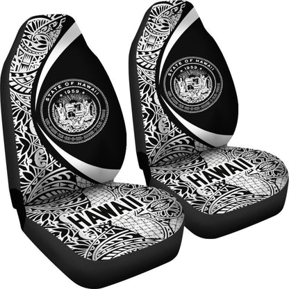 Hawaii Coat Of Arm Polynesian Car Seat Covers - Circle Style 01 J1-CAR SEAT COVERS-Alohawaii-Car Seat Covers-Universal Fit-White-Vibe Cosy™