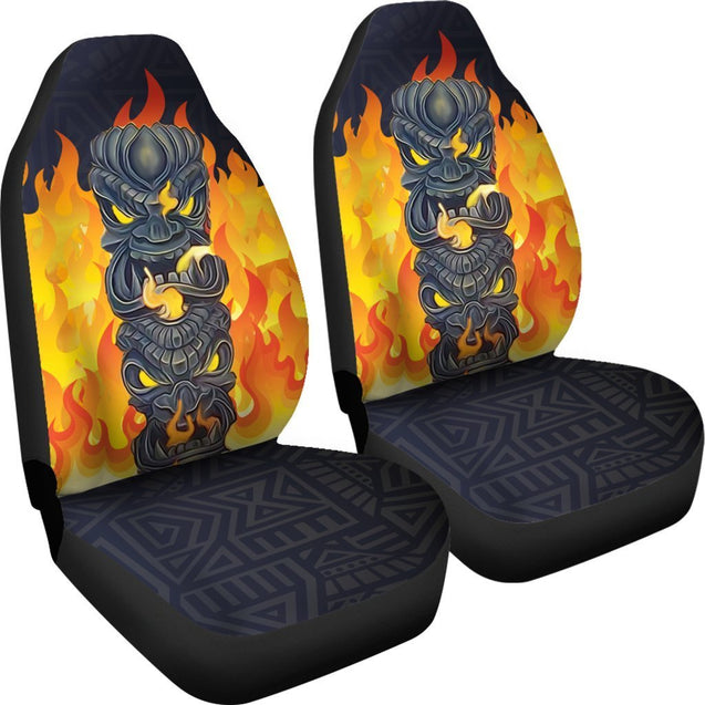 Tiki Fire Background Car Seat Covers - AH - TH3-CAR SEAT COVERS-Alohawaii-Car Seat Covers-Universal Fit-White-Vibe Cosy™