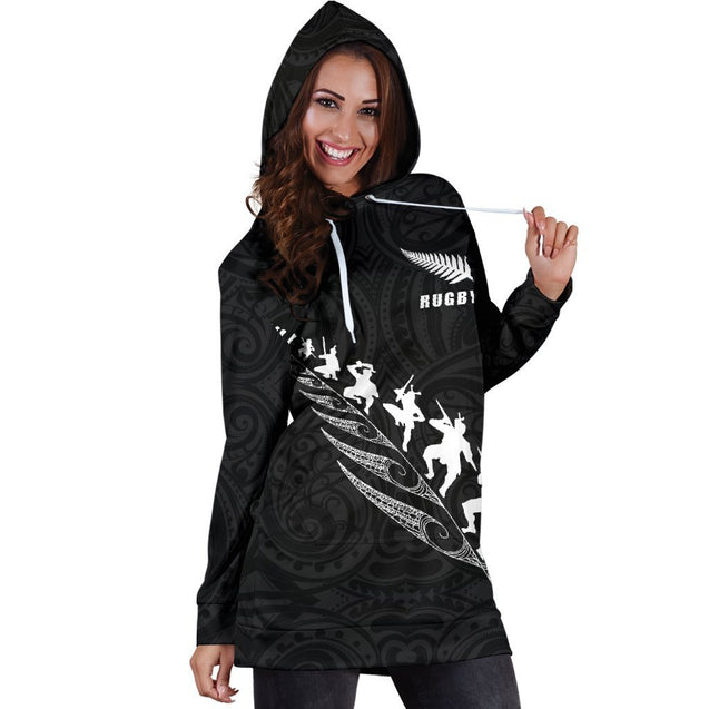 Rugby Haka Fern Hoodie Dress K24-Apparel-HD09-Hoodie Dress-S-Vibe Cosy™