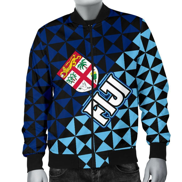 Fiji Polynesian Men Bomber Jacket Coat Of Arms-Khanh Arts-Men's Bomber Jacket-S-Vibe Cosy™