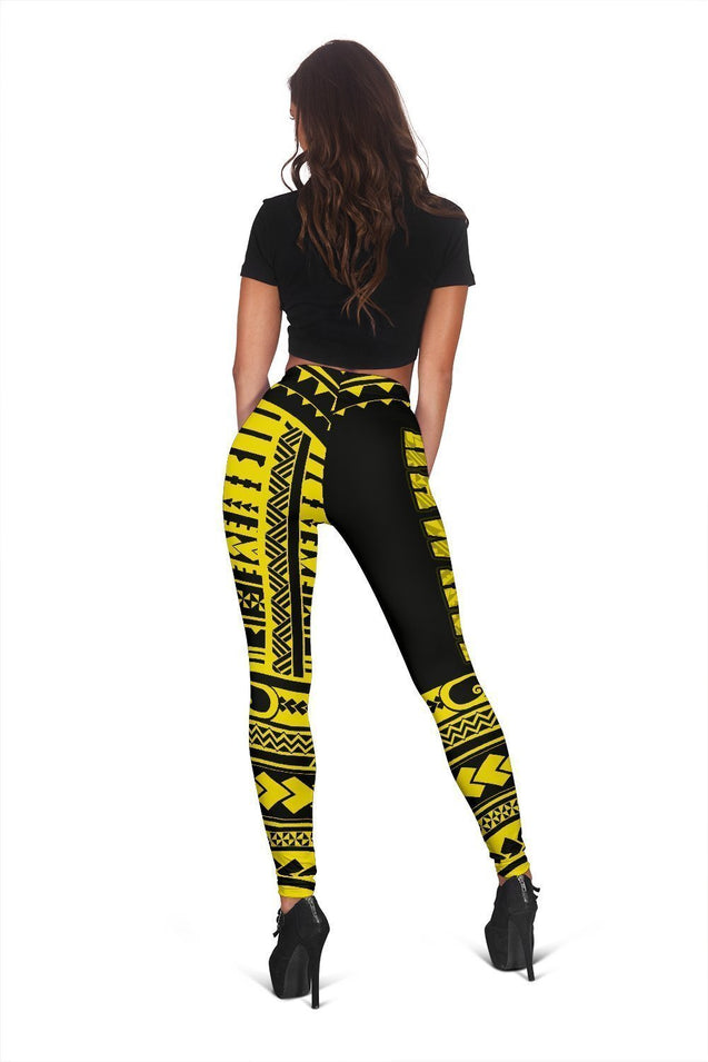 Hawaii Polynesian Leggings Yellow - Fashion J1-LEGGINGS-Phaethon-Women's Leggings-S-Vibe Cosy™