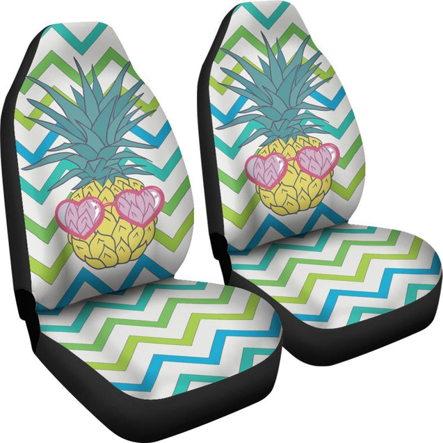 Pineapple Car Seat Covers 01 - AH-CAR SEAT COVERS-Alohawaii-Car Seat Covers-Universal Fit-White-Vibe Cosy™