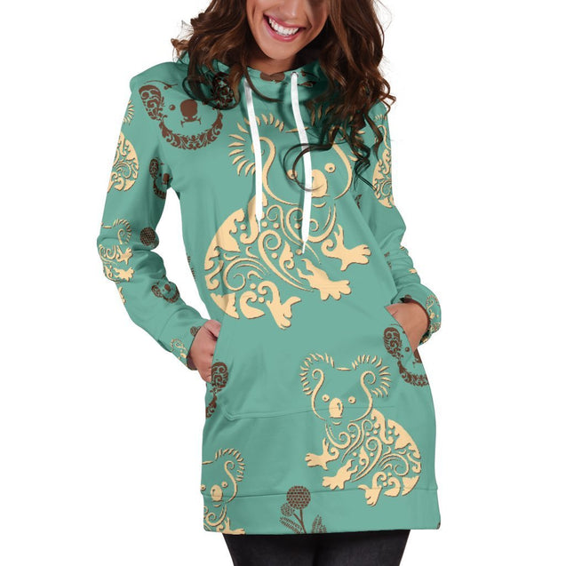 Australia Koala Women's Hoodie Dress NN8-HOODIE DRESSES-HP Arts-Hoodie Dress-XL-Vibe Cosy™