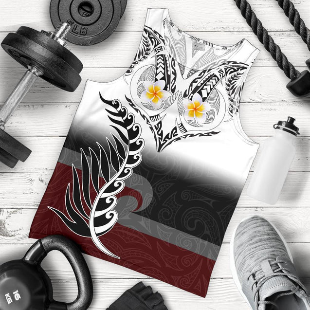 New Zealand Aotearoa Maori Fern and Plumeria Tattoo Shirt and Short PL240301-Apparel-PL8386-Tank top-S-Vibe Cosy™