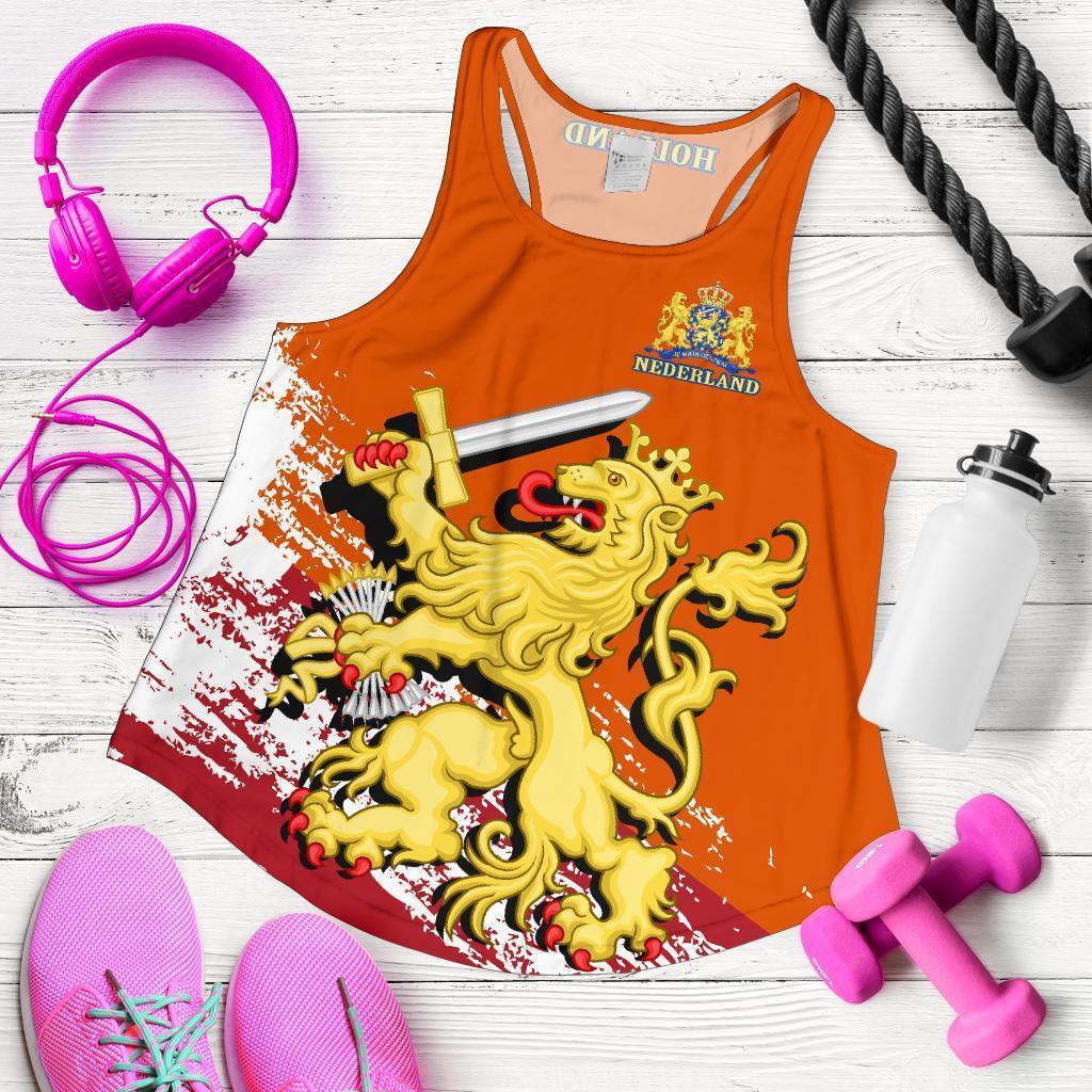 (Holland) Netherlands Lion Special Women's Racerback Tank A7-Apparel-Phaethon-Tank Top-S-Vibe Cosy™