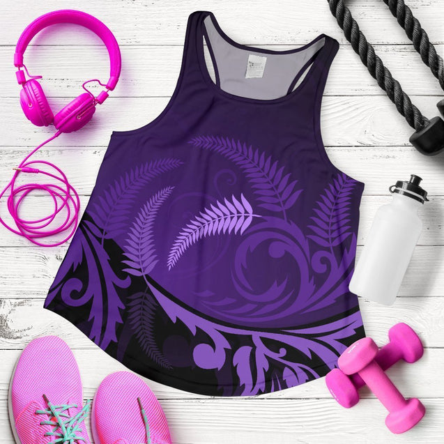 Silver Fern Women's Racerback Tank Purple-WOMENS RACERBACK TANK-HD09-Racerback Tank Top - .-XS-Vibe Cosy™