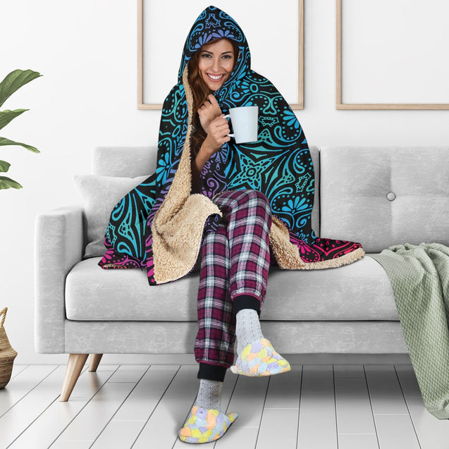 Bohemian Rainbow (Black) - Hooded Blankets-Amaze Style™-placeholder-placeholder-Vibe Cosy™