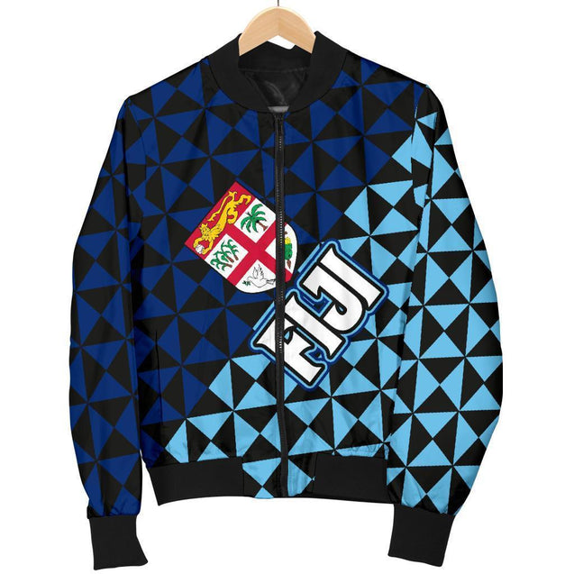 Fiji Polynesian Men Bomber Jacket Coat Of Arms-Khanh Arts-Men's Bomber Jacket-S-Vibe Cosy™