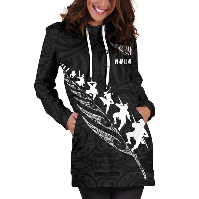 Rugby Haka Fern Hoodie Dress K24-Apparel-HD09-Hoodie Dress-S-Vibe Cosy™