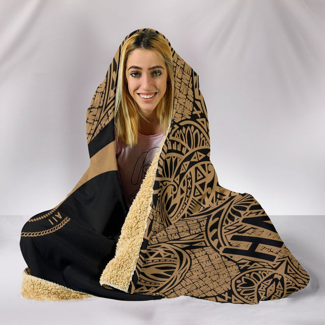 Hawaii Polynesian Hooded Blanket - Circle Style 06 J1-HOODED BLANKETS (P)-Phaethon-Hooded Blanket-Youth 60"x45"-White-Vibe Cosy™