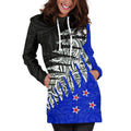 New Zealand Silver Fern Hoodie Dress Blue K4-Apparel-HD09-Hoodie Dress-S-Vibe Cosy™