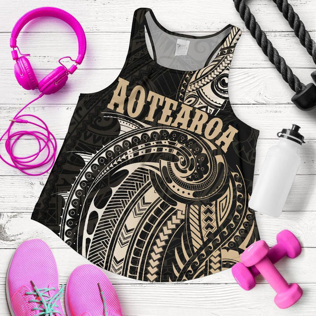 Maori Tattoo with Map New Zealand Women's Racerback Tank K4-WOMENS RACERBACK TANK-HD09-Racerback Tank Top - .-XS-Vibe Cosy™