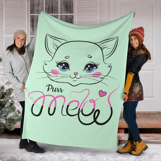 Meow - Coperta in Pile/Verde -Amaze Style™-Premium BlanketMeow - Coperta in Pile/Verde -Youth (56 x 43 inches / 140 x 110 cm)-Vibe Cosy™