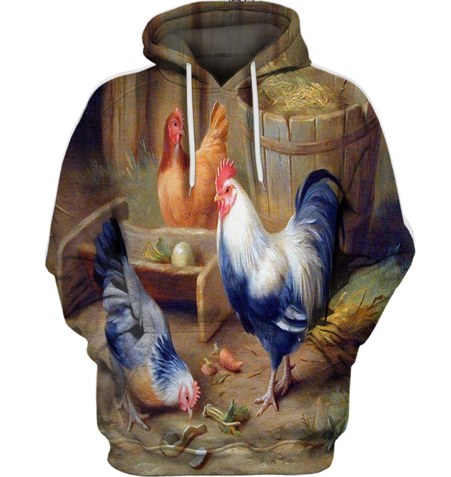 3D All Over Print Painting Chicken Family Shirt-Apparel-6teenth World-Hoodie-S-Vibe Cosy™