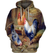 3D All Over Print Painting Chicken Family Shirt-Apparel-6teenth World-Hoodie-S-Vibe Cosy™