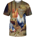 3D All Over Print Painting Chicken Family Shirt-Apparel-6teenth World-T-Shirt-S-Vibe Cosy™