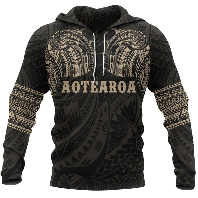 Aotearoa Maori Tattoo All Over Hoodie Gold NVD-Apparel-Dung Van-Hoodie-S-Vibe Cosy™