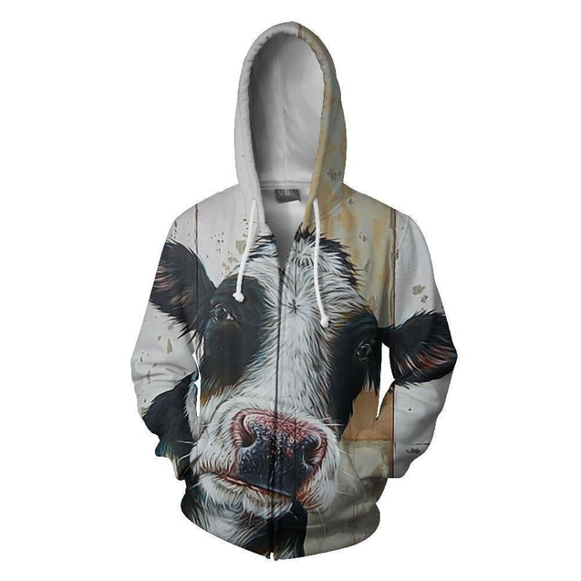 Cow Kids Cute Hoodie-Apparel-HD09-Zipped Hoodie-S-Vibe Cosy™