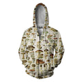 All Over Print Champignons Hoodie-Apparel-NTH-Zip Up Hoodie-S-Vibe Cosy™