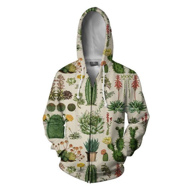 3D All Over Print Cacti Hoodie-Apparel-NTH-Zipped Hoodie-S-Vibe Cosy™