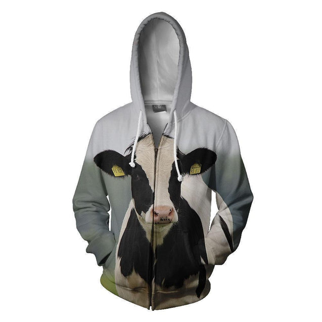 All Over Printed Black Cow Shirts-Apparel-HD09-Zipped Hoodie-S-Vibe Cosy™