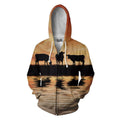 Sunset and Cow Hoodie-Apparel-HD09-Zipped Hoodie-S-Vibe Cosy™