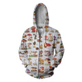 A Lot Of Mushroom Art all over-Apparel-NTH-Zipped Hoodie-S-Vibe Cosy™